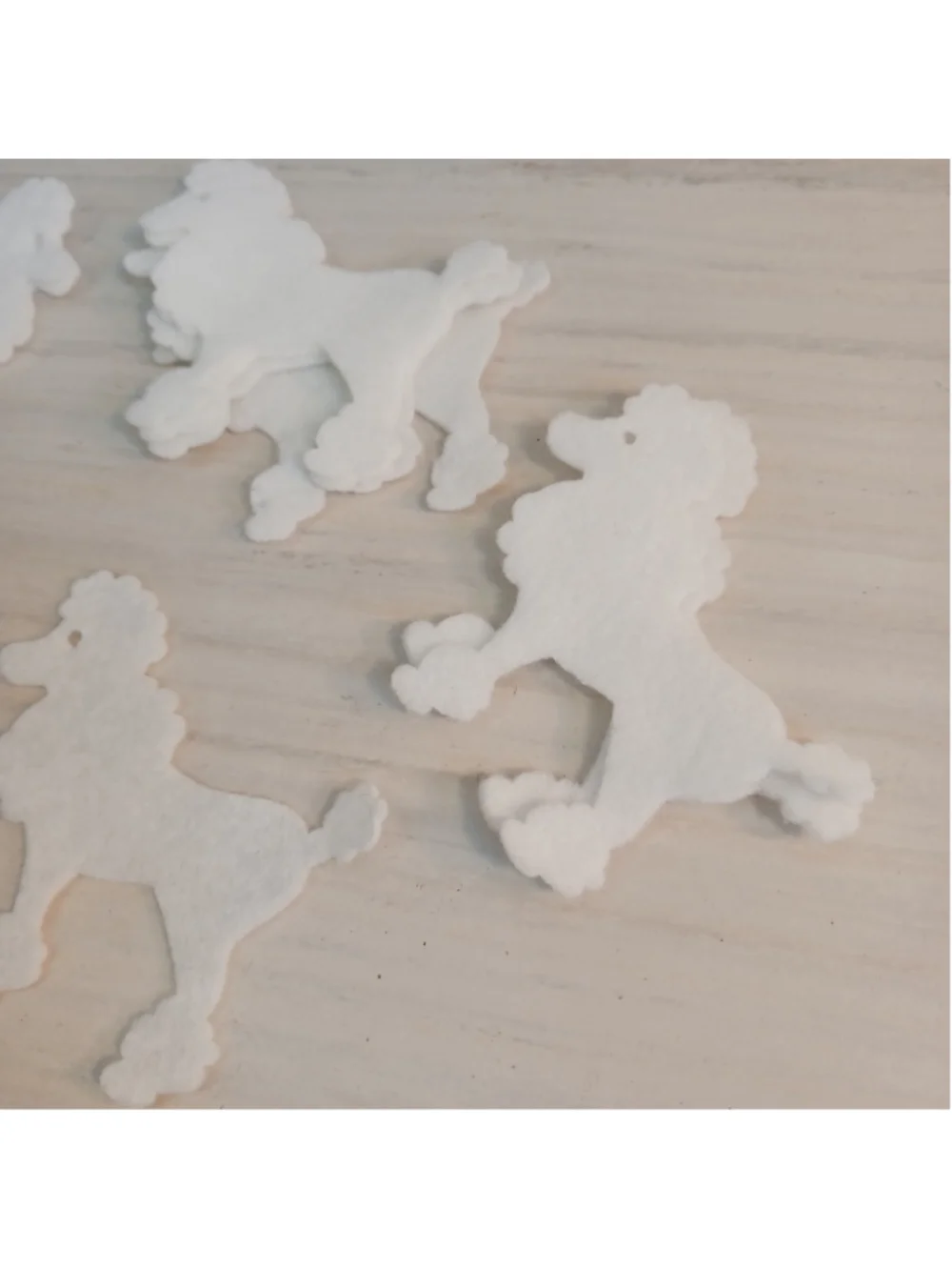 Lots Of 10 White Felt Poodle Cut Out Appliques Vintage
